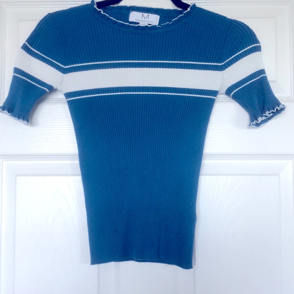 MAGASCHONI XS/TP SKY BLUE TOP W WHITE STRIPE